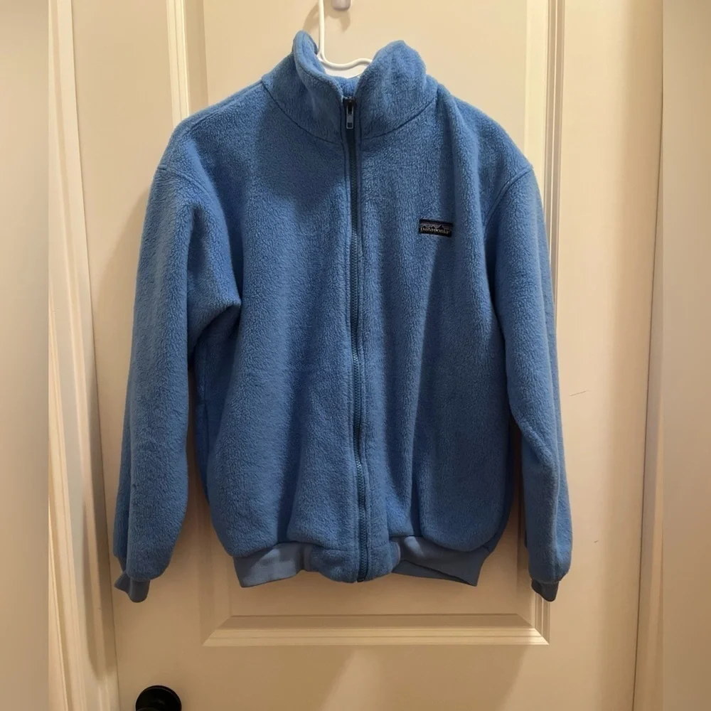 Vintage 90s Patagonia Fleece Jacket Kids Size 12 Blue Made in USA